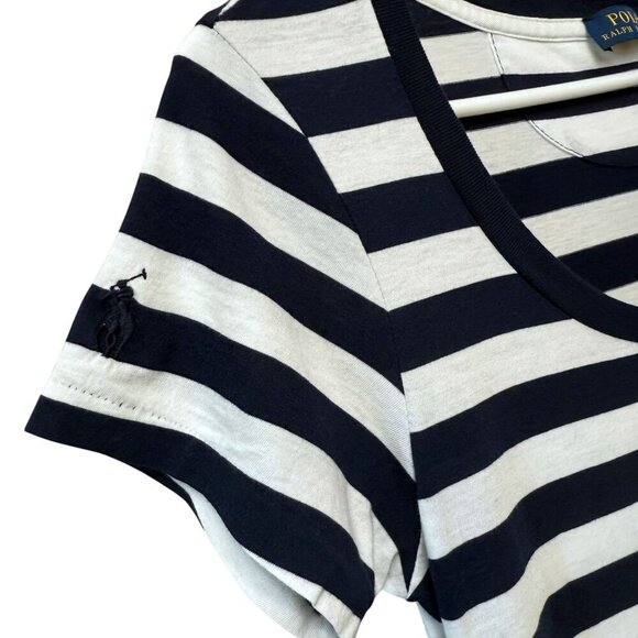 POLO RALPH LAUREN Maxi Tshirt Dress Small Navy Blue Stripe Preppy Nautical NWT - Picture 11 of 12